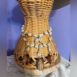 Shell Necklace with Brown and Cream Accents